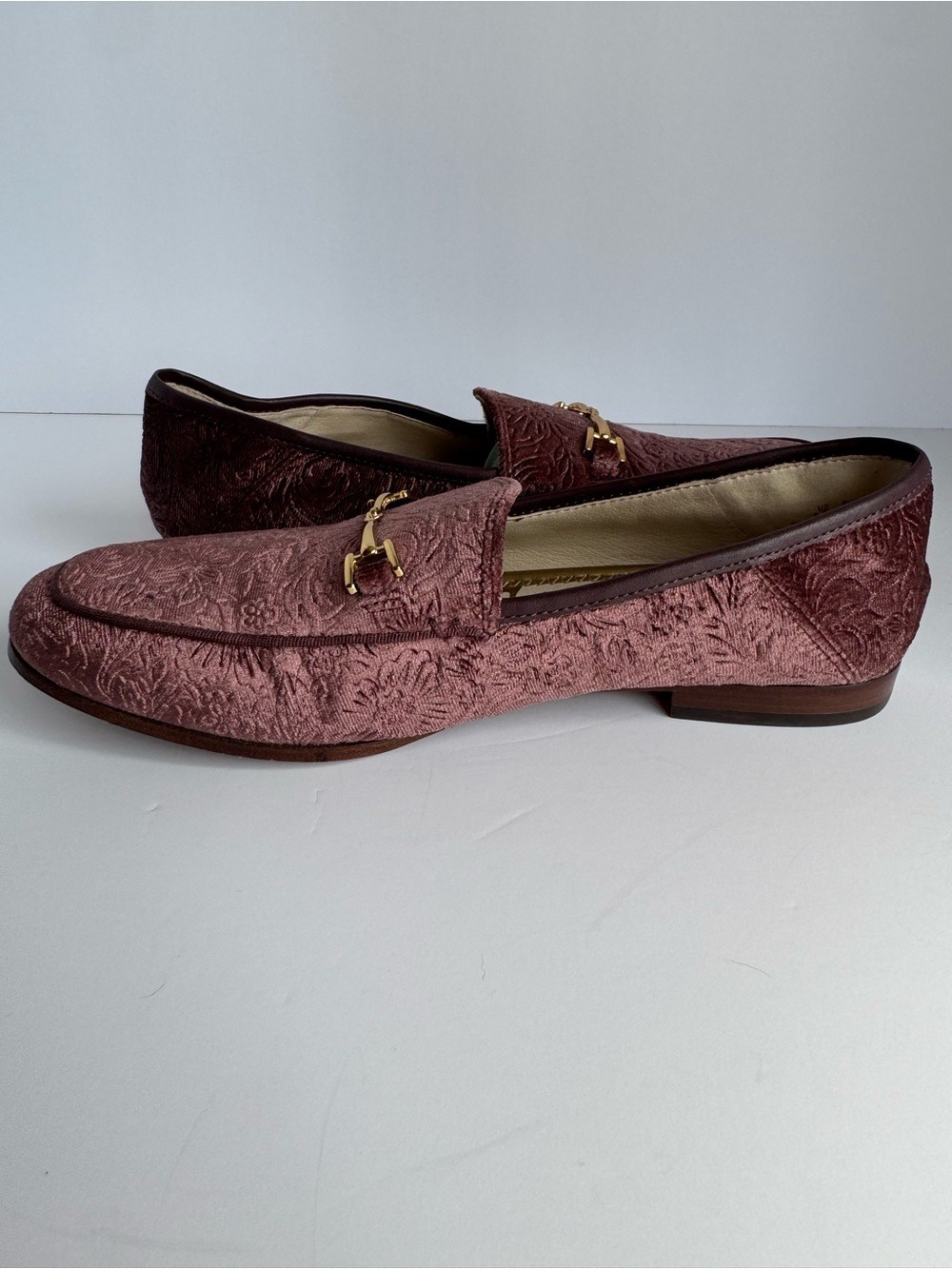 Sam Edelman Loraine Floral Embossed Velvet Loafers Gold Womens 7.5 Flats Shoes - Picture 10 of 16